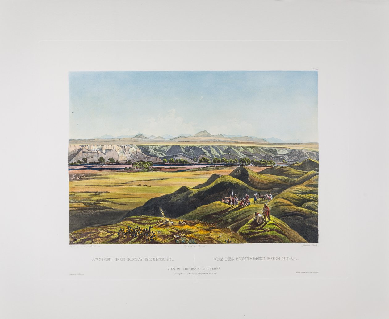 Tableau 44. Näkymä Rocky Mountainsille, Bodmer