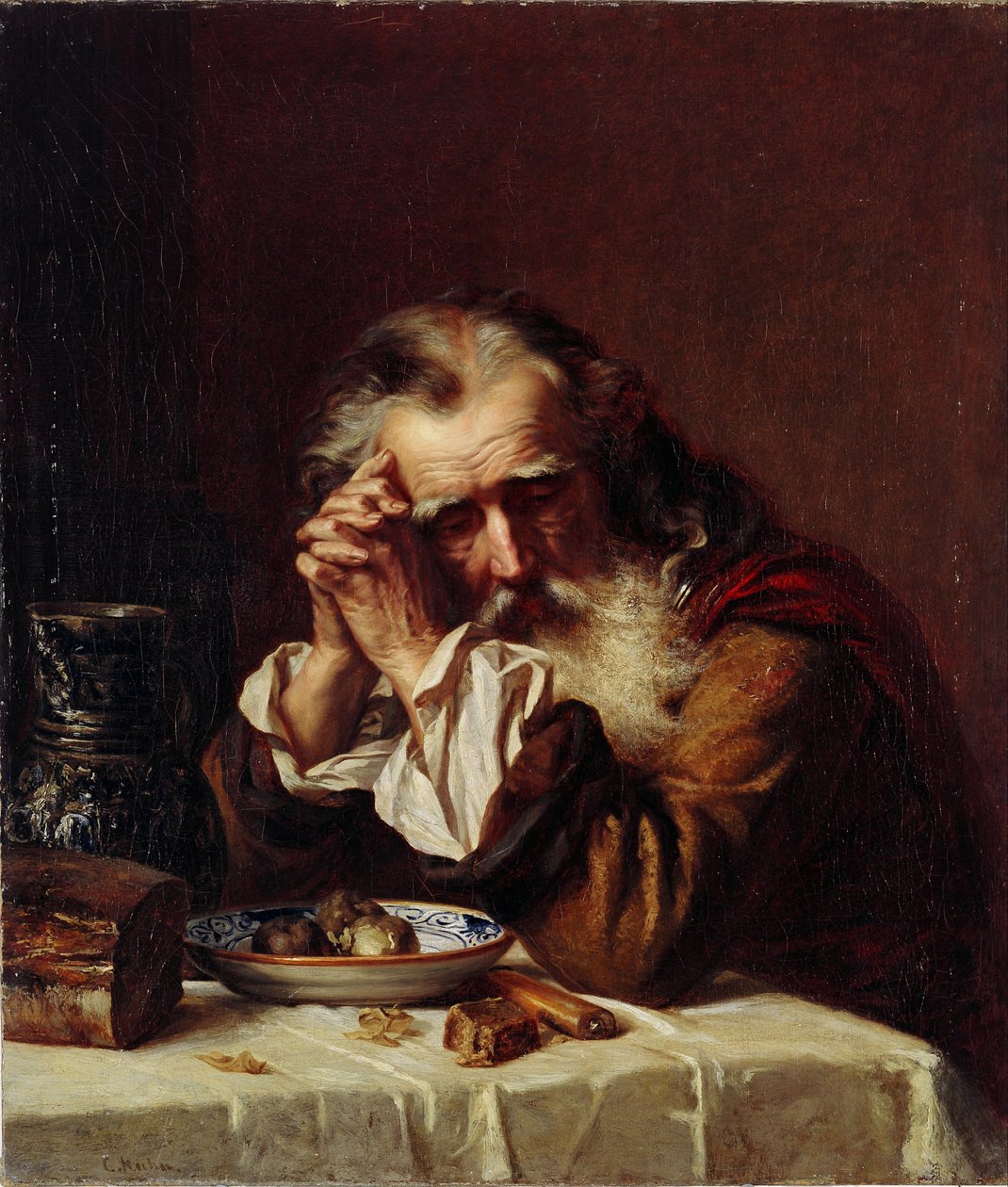 Karl Fjodorovitš Gun (Ghun, Hun, Huhn) (1830-1877) maalaus "Vanhan miehen pää" 1872 - Öljy kankaalle Koko 55,5x49,5 cm Latvian tasavallan valtion taidemuseo, Riika tekijältä Karl Fedorovic Gun