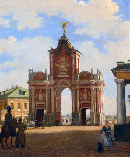 Punainen portti Moskovassa, 1844 tekijältä Karl Fridrikh Petrovich Bodri