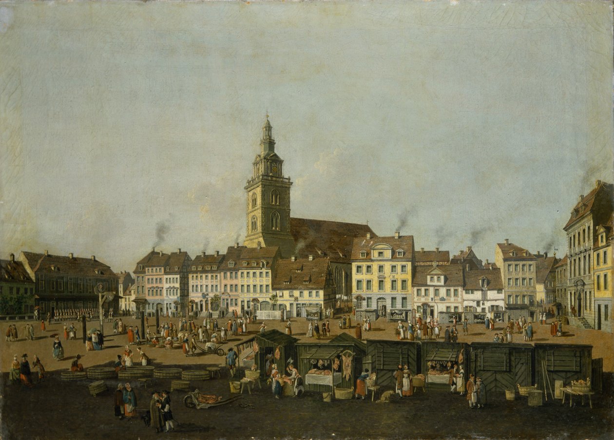 Näkymä Neue Marktille ja Pyhän Marian kirkko, Berliini, n. 1770 tekijältä Karl Friedrich Fechhelm