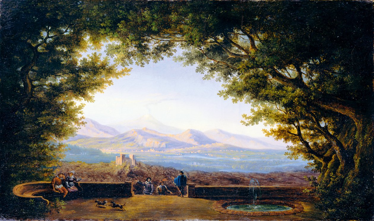 Parveke, josta avautuu laaja näkymä (jäljennös Karl Friedrich Schinkelin teoksesta) tekijältä Karl Friedrich Schinkel