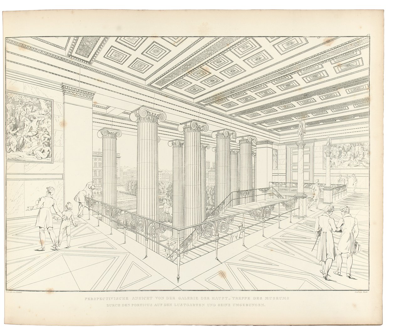 Altes Museum Berlin: Näkymä portaista, 1852 tekijältä Karl Friedrich Schinkel