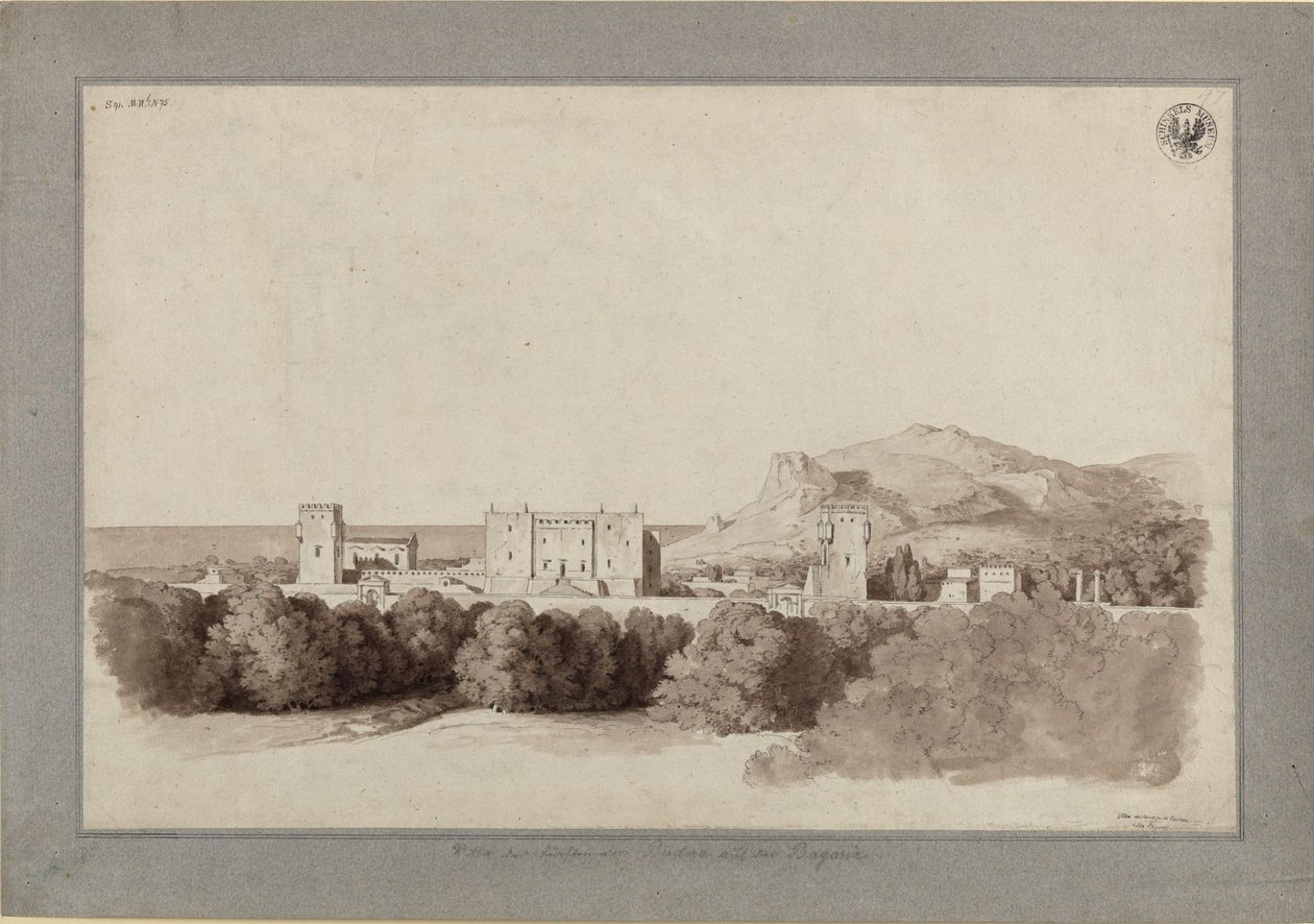 "Prinssi Buteran vanha maurilainen palatsi Bagariassa lähellä Palermoa" / Principe Buteran huvila Bagariassa tekijältä Karl Friedrich Schinkel