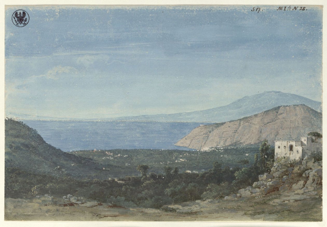 Näkymä Napolin ympäristöstä / Näkymä Sorrenton tasangolle Colli di Fontanellesta tekijältä Karl Friedrich Schinkel