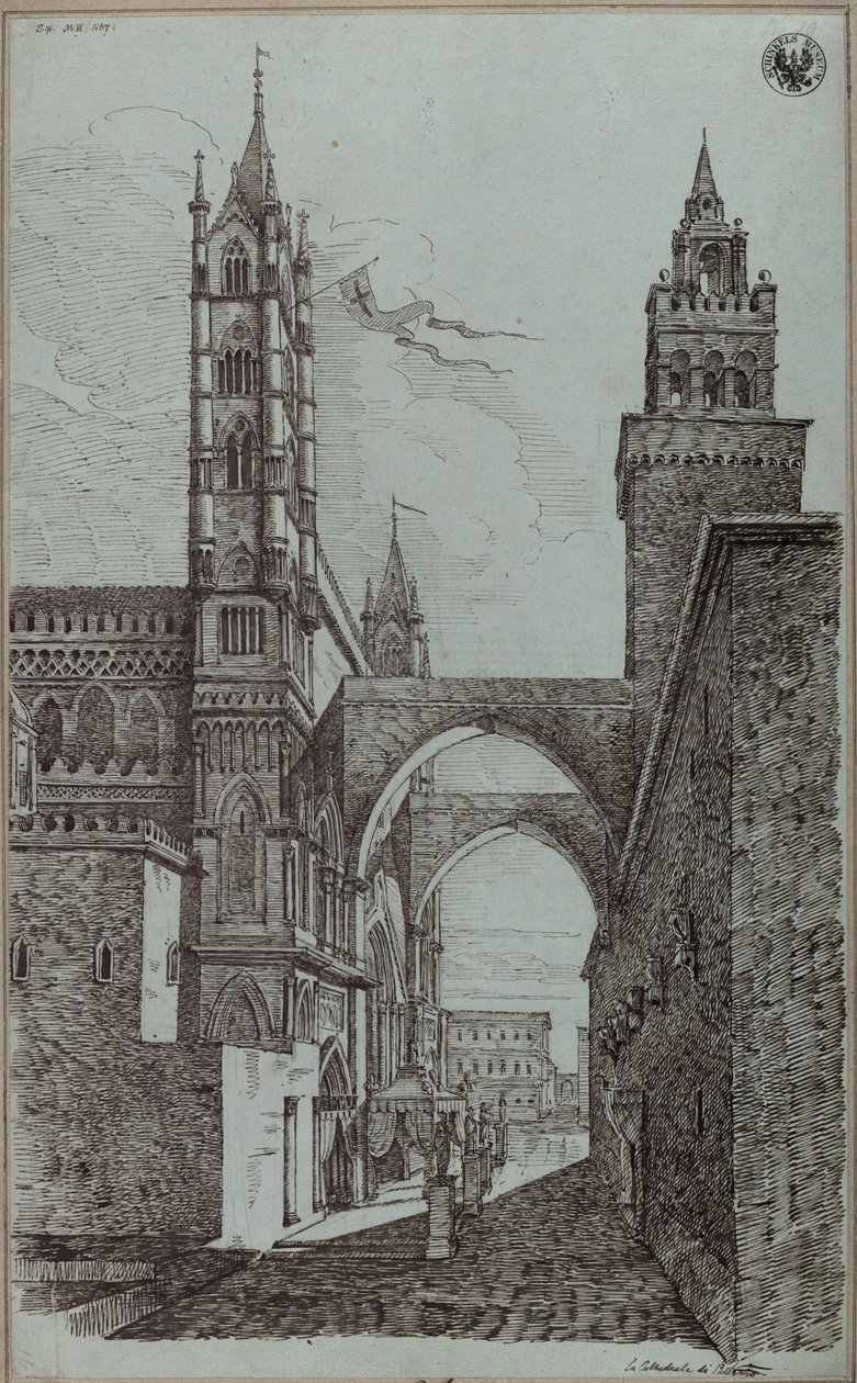 "Näkymä Palermon katedraalikirkosta" tekijältä Karl Friedrich Schinkel