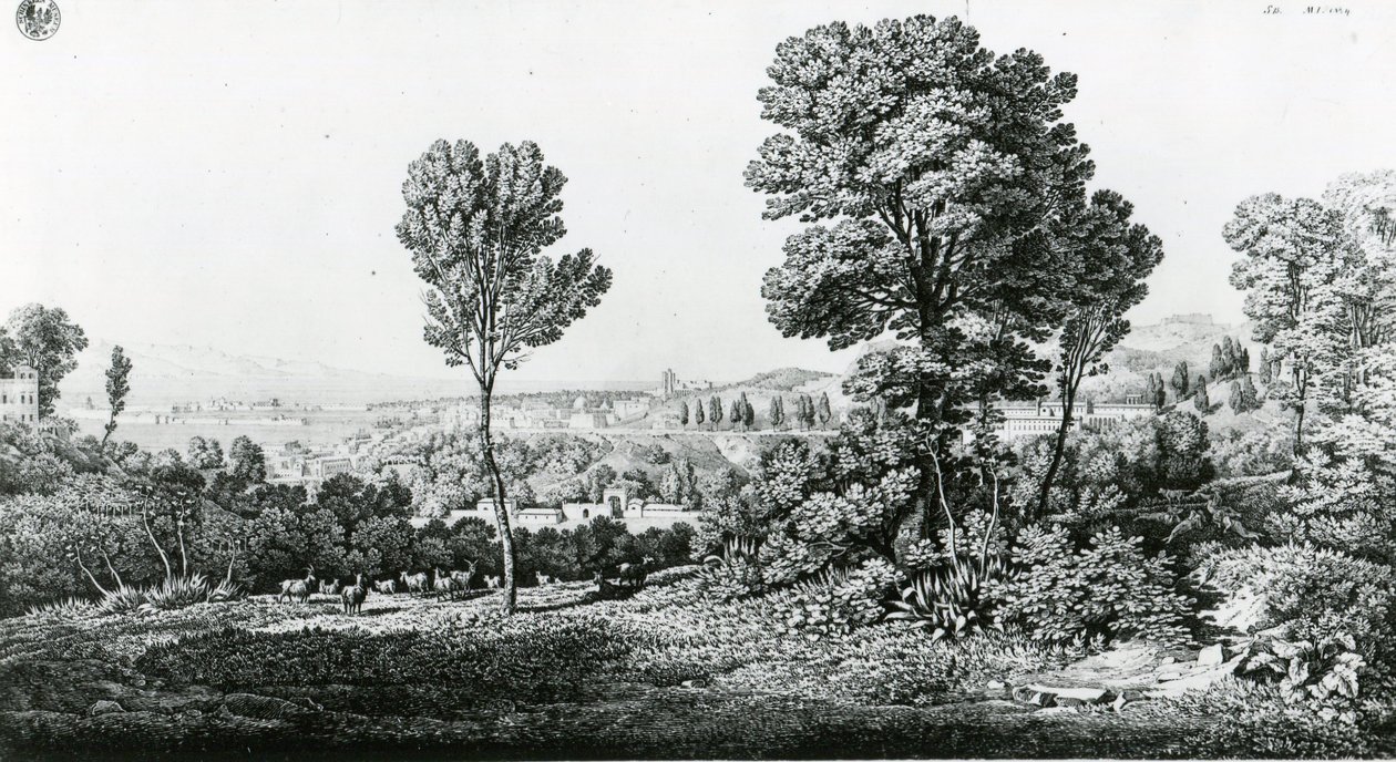 "Näkymä Messinaan ja vastapäiselle Calabrian rannikolle" tekijältä Karl Friedrich Schinkel