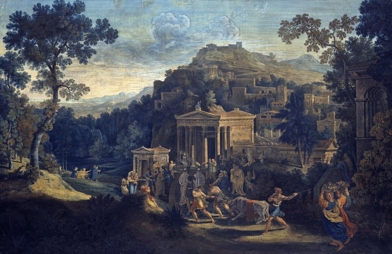 Antiikin kaupunki vuoren juurella tekijältä Karl Friedrich Schinkel