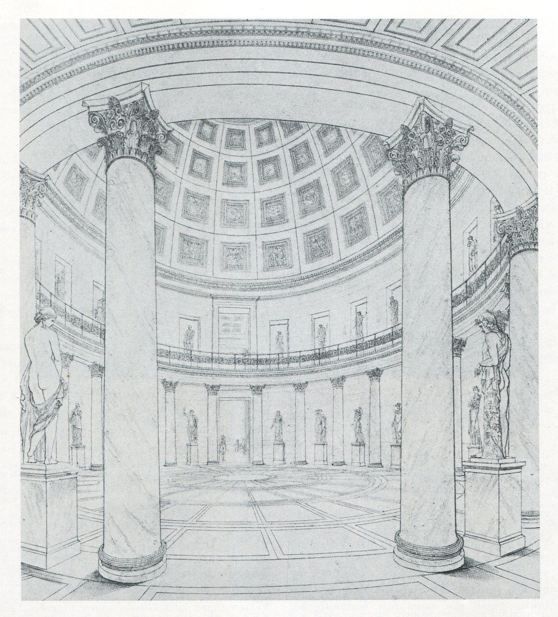 Berliini. Altes Museum Lustgartenin vieressä. Näkymä rotundista tekijältä Karl Friedrich Schinkel
