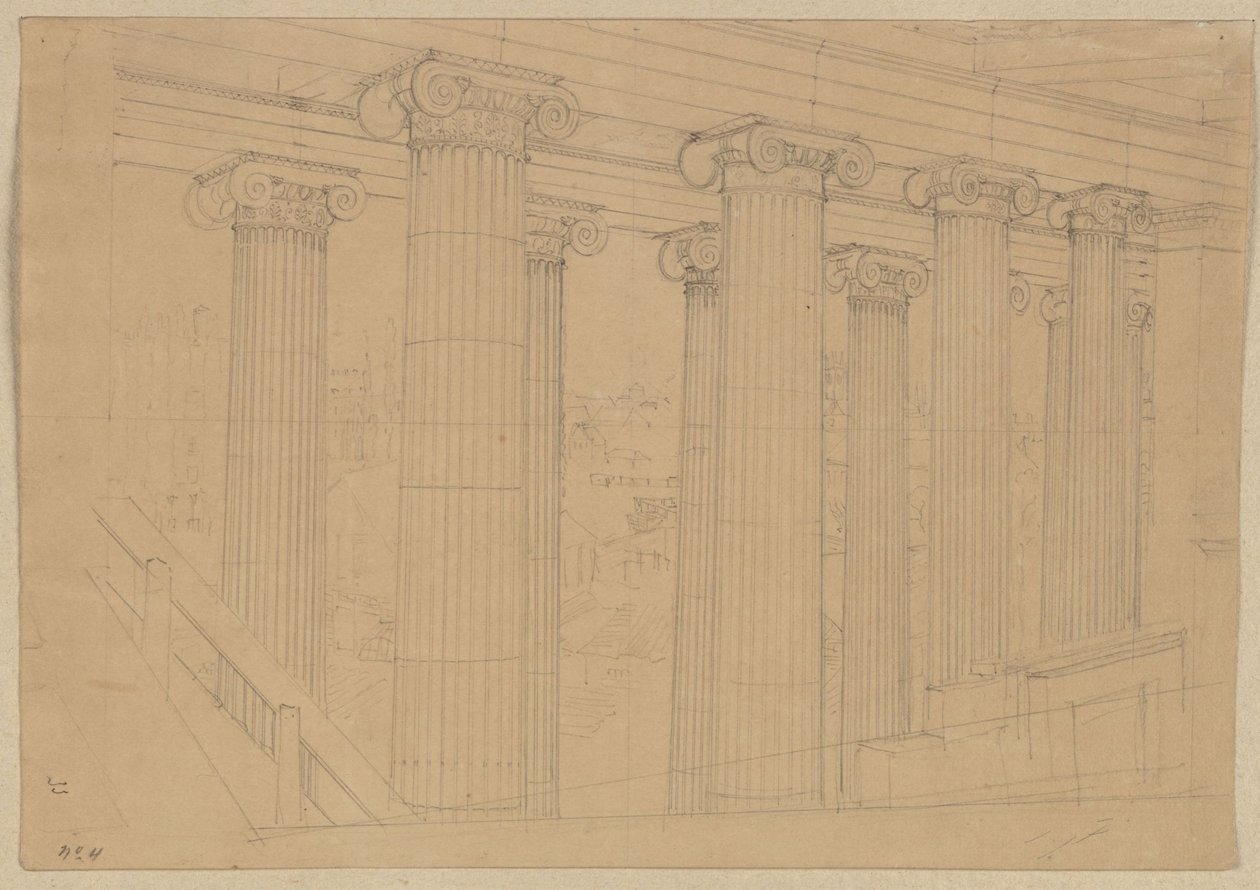 Berliini. Lustgartenin Altes Museum. Näkymä hallista rakennustöiden aikana tekijältä Karl Friedrich Schinkel