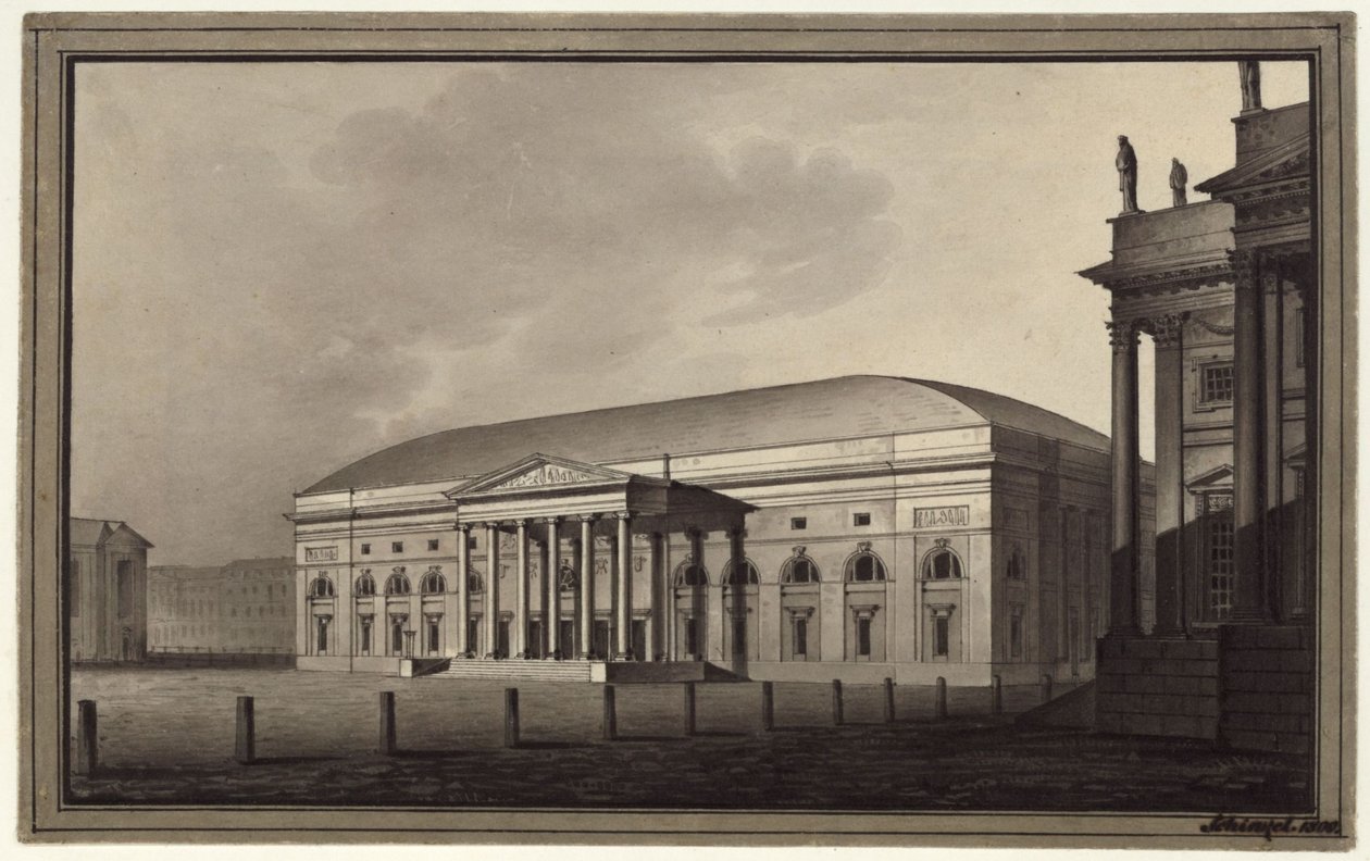 Berliini. Kansallisteatteri Gendarmenmarktilla tekijältä Karl Friedrich Schinkel
