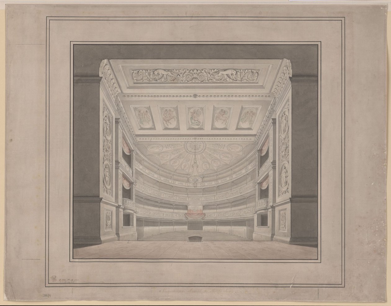 Berliini. Gendarmenmarktin Schauspielhaus, katsomo tekijältä Karl Friedrich Schinkel