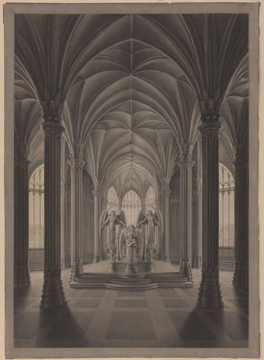 Berliini. Charlottenburgin linna, linnanpuisto, kuningatar Luisen mausoleumi. Sisätila tekijältä Karl Friedrich Schinkel