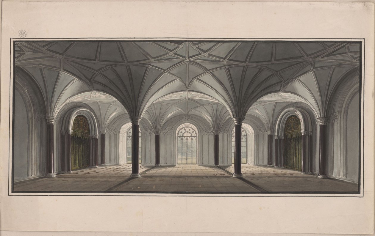 Berliini, Wilhelmstraße. Palais Radziwill (Radziwiłł). Suunnitelma puutarhasalista tekijältä Karl Friedrich Schinkel