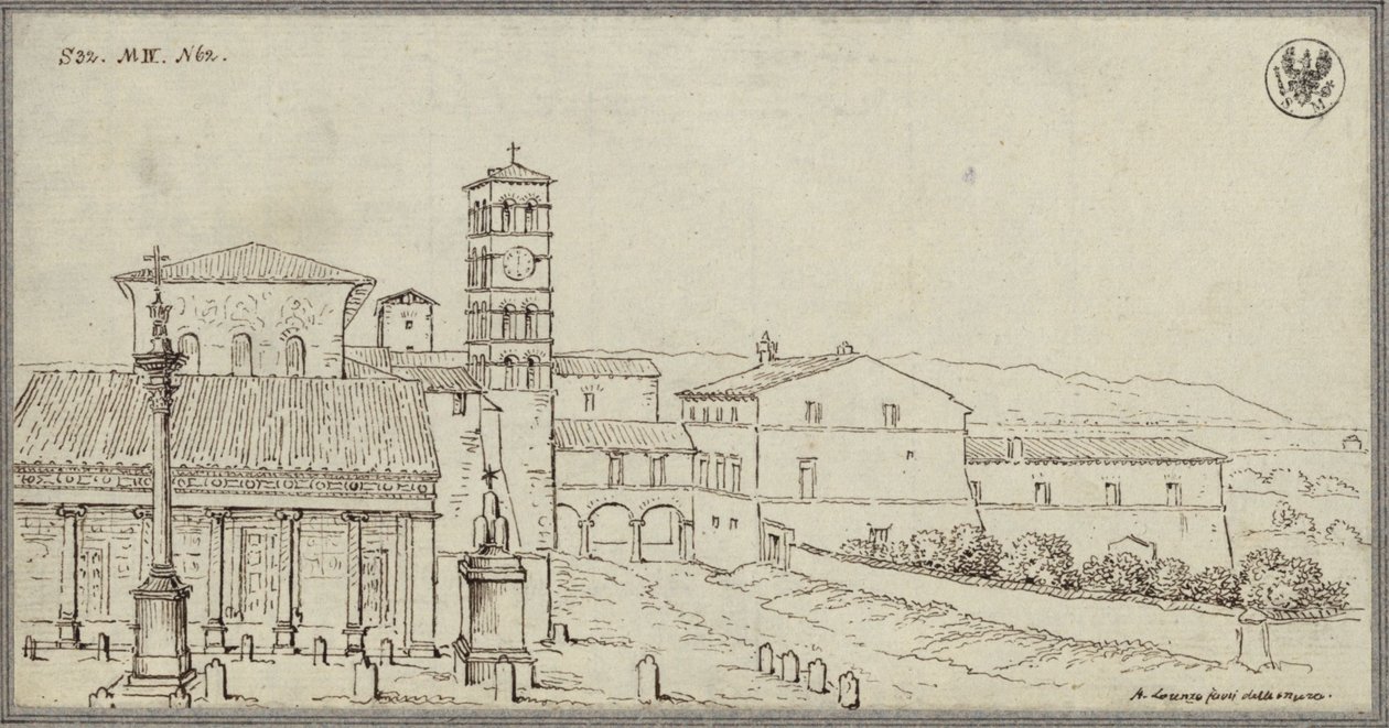 Näkymä San Lorenzo fuori le muran kirkkoon Roomassa tekijältä Karl Friedrich Schinkel