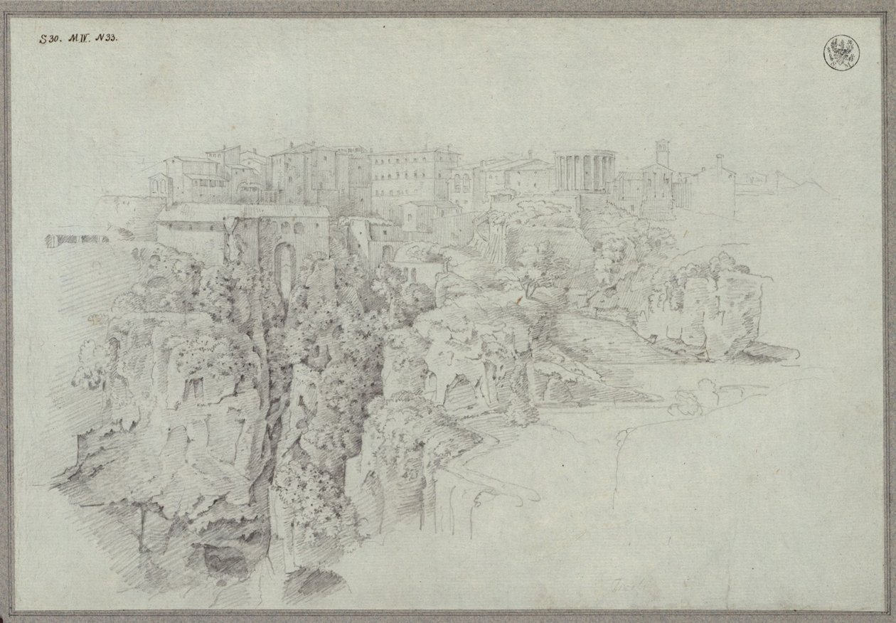 Näkymä Tivoliin Anienen laakson yli tekijältä Karl Friedrich Schinkel