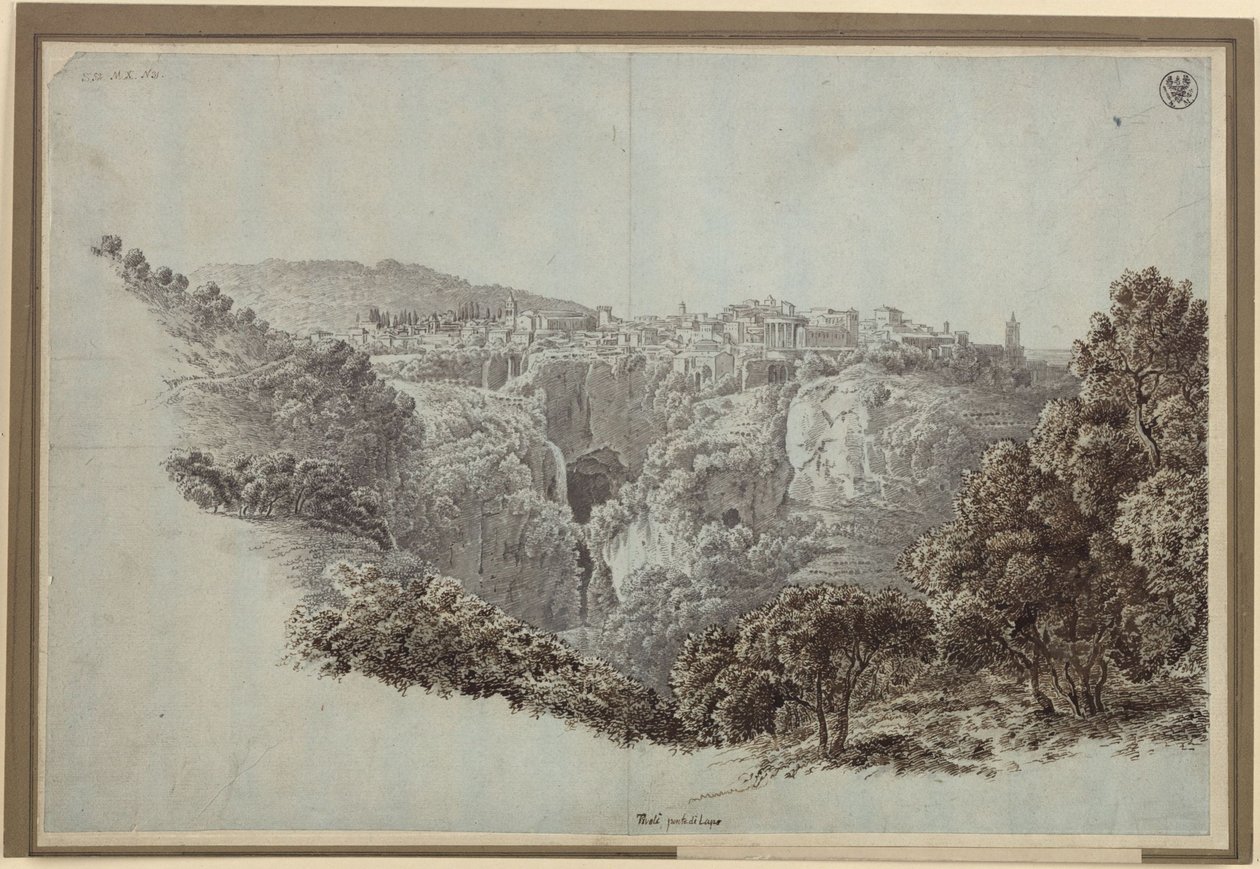 Näkymä Monte Catillolta länteen Anio-joen (Aniene) laakson yli kohti Tivolia tekijältä Karl Friedrich Schinkel