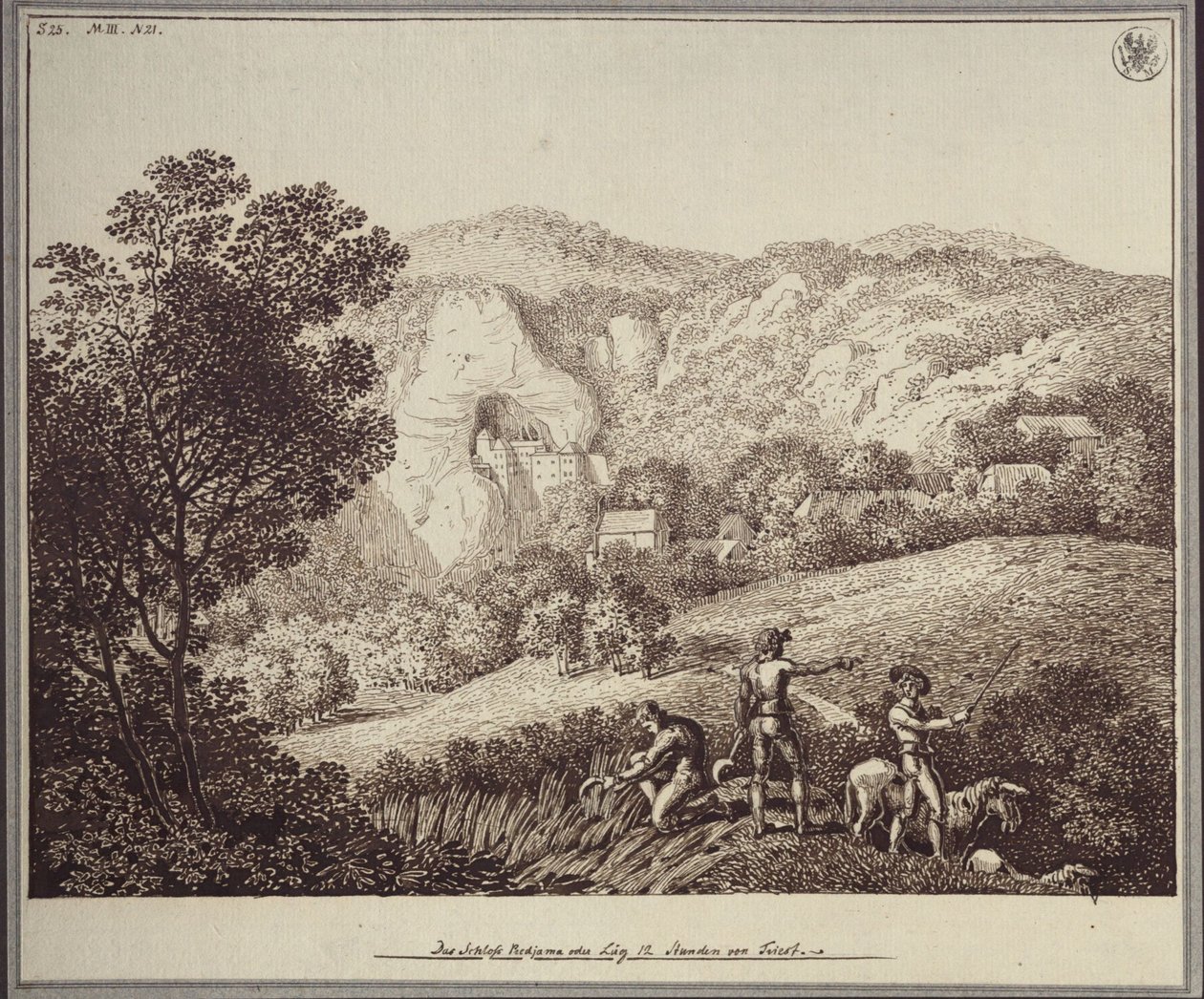 "Luegin tai Predjaman linna, 12 tunnin matkan päässä Triestestä" tekijältä Karl Friedrich Schinkel