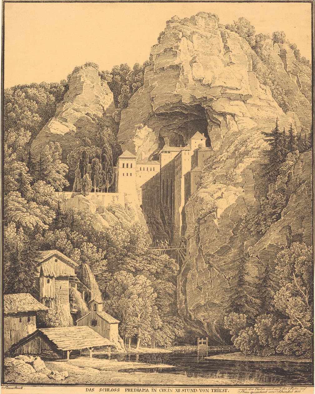 Prediaman linna Creinissä XII tunti: Triestestä (Predjaman linna Carniolassa, kaksitoista tuntia Triestestä) tekijältä Karl Friedrich Schinkel