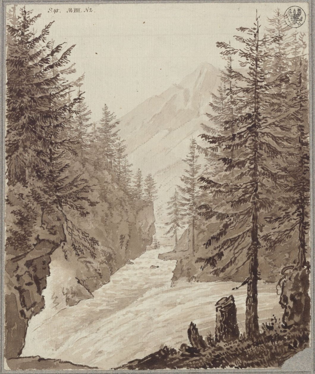 Klamm-sola ja Gasteiner Ache lähellä Lendiä Salzburgin alueella tekijältä Karl Friedrich Schinkel