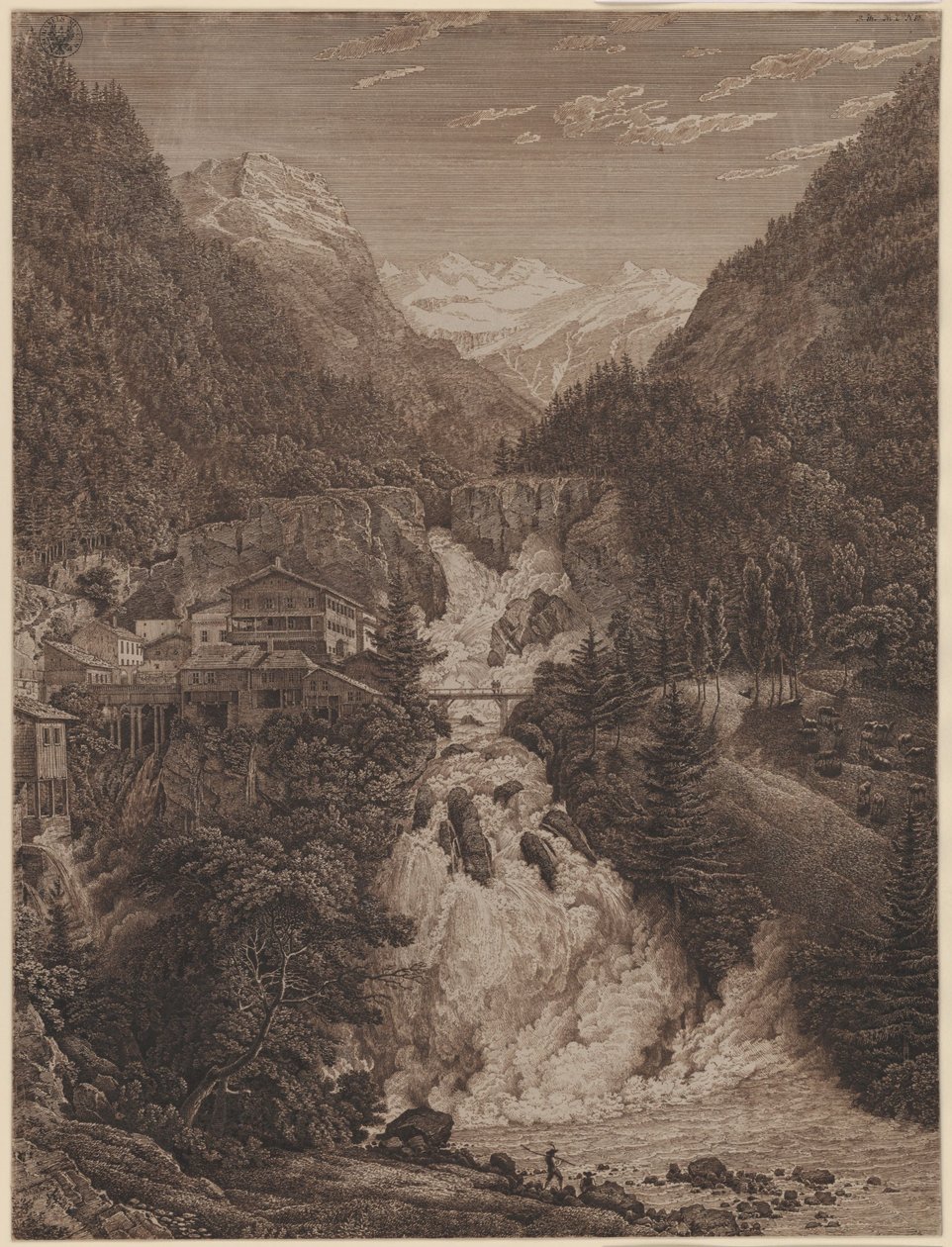 Vesiputous Wildbad Gasteinissa tekijältä Karl Friedrich Schinkel