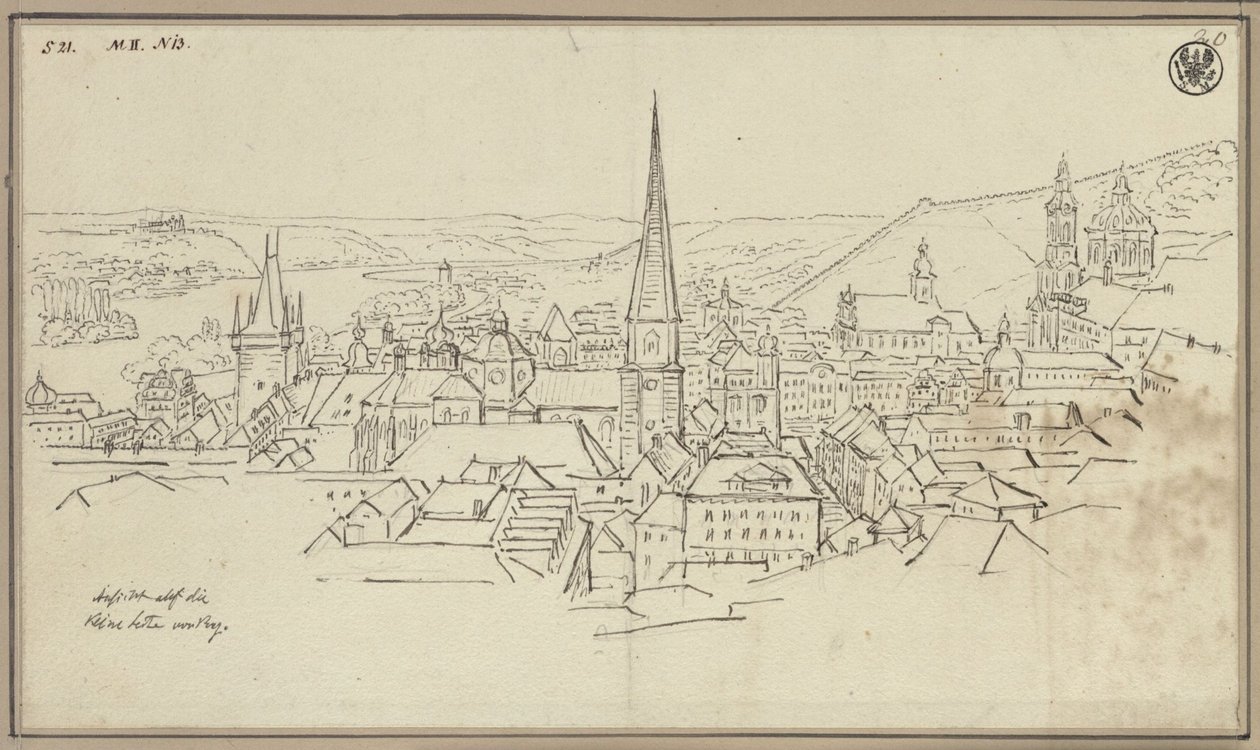 Prahan Malá Strana Hradčaneilta katsottuna tekijältä Karl Friedrich Schinkel