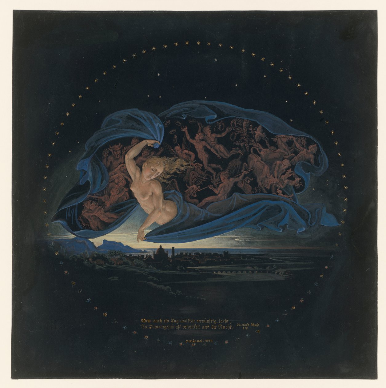 Yö laskeutuu Napolinlahden ylle tekijältä Karl Friedrich Schinkel