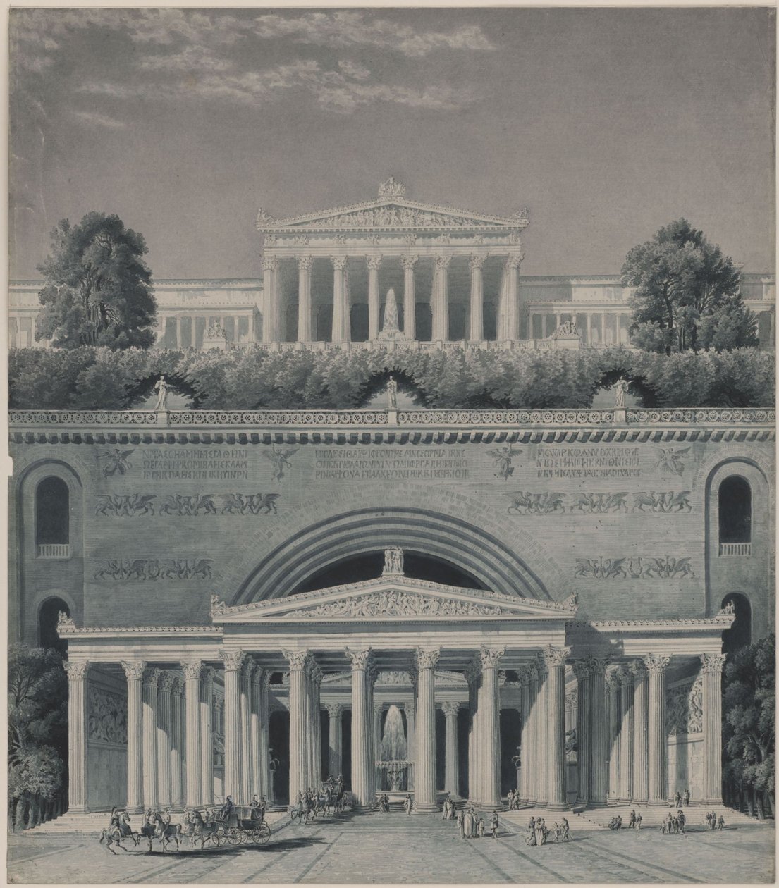 Ruhtinaan residenssi. Linnan sisäänkäynti tekijältä Karl Friedrich Schinkel