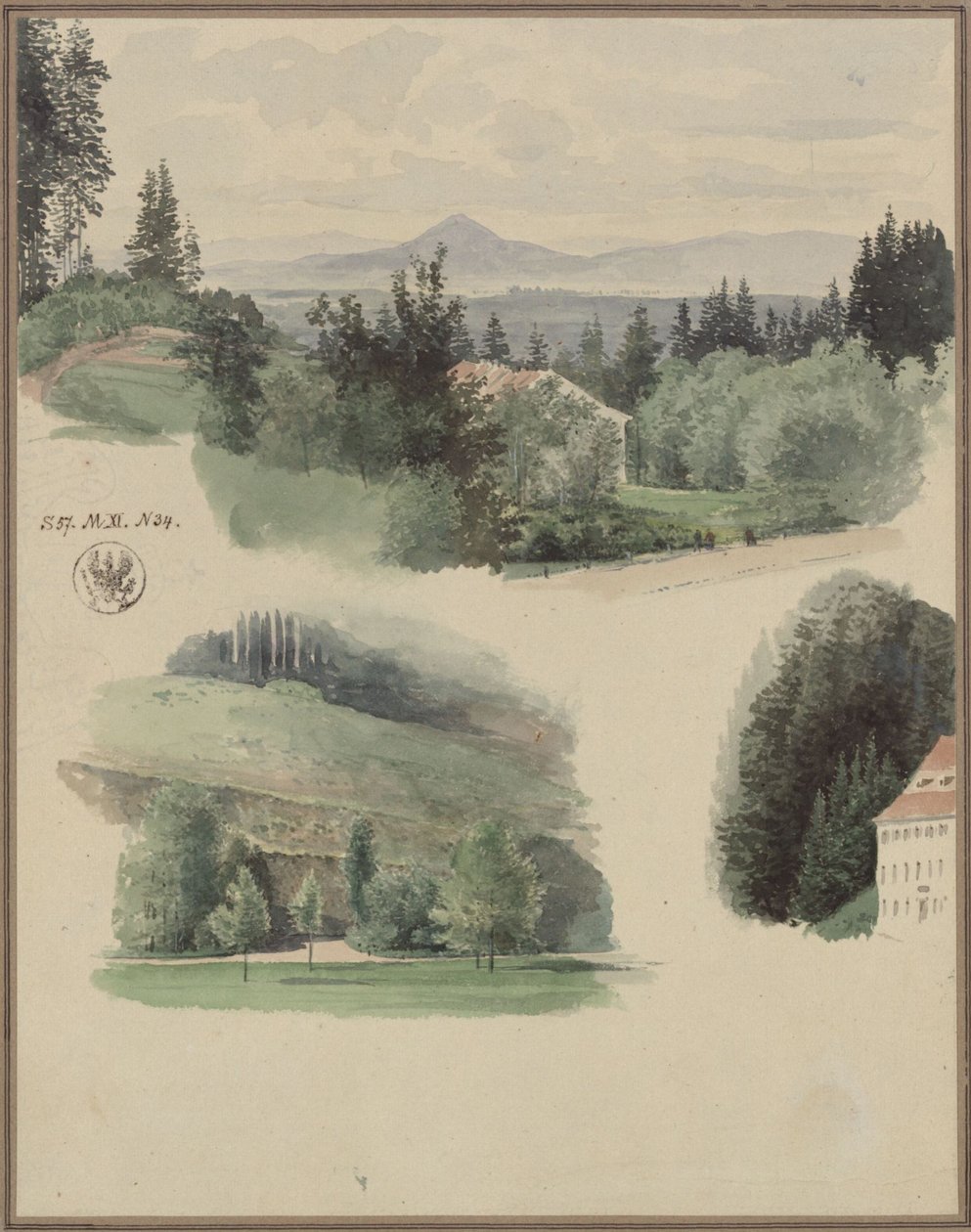 Kolme maisematutkielmaa Tšekin Marienbadista tekijältä Karl Friedrich Schinkel