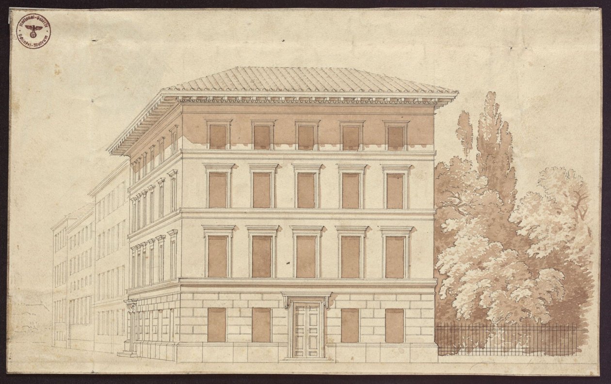 Asuinrakennuksen suunnitelma. Näkymä tekijältä Karl Friedrich Schinkel