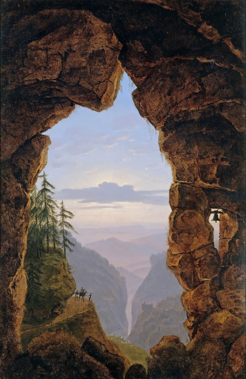Gate in the Rocks - Karl Friedrich Schinkel (1781-1841). Öljy kankaalle tekijältä Karl Friedrich Schinkel