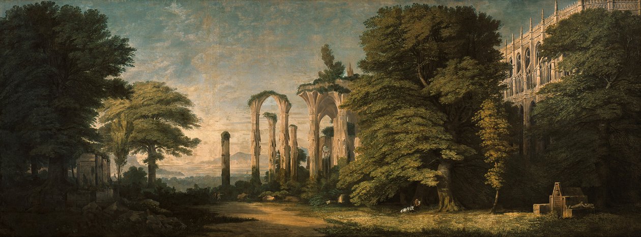 Goottilaisen luostarin rauniot ja puuryhmiä tekijältä Karl Friedrich Schinkel