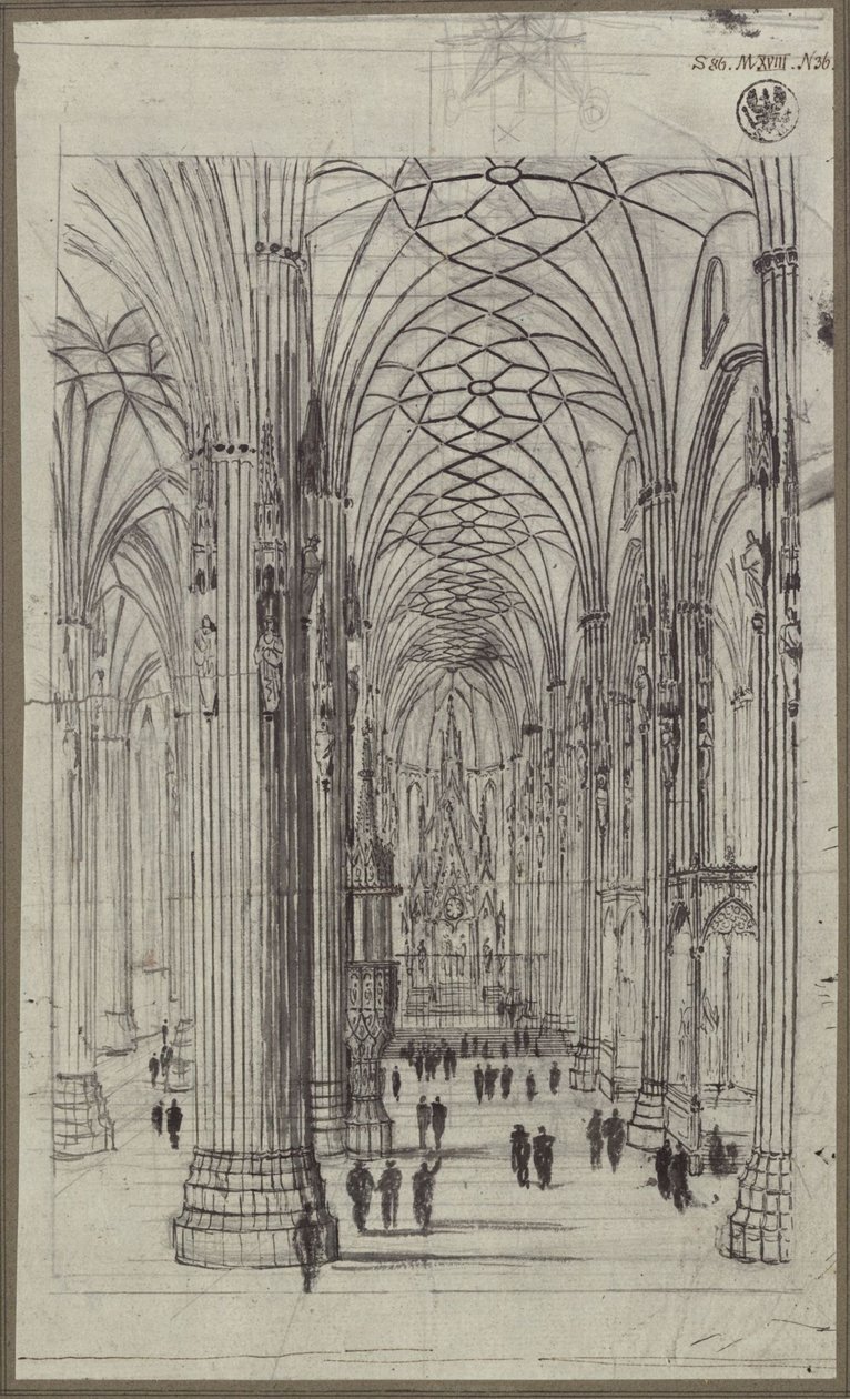 Sankt Stephanin sisätilat Wienissä tekijältä Karl Friedrich Schinkel