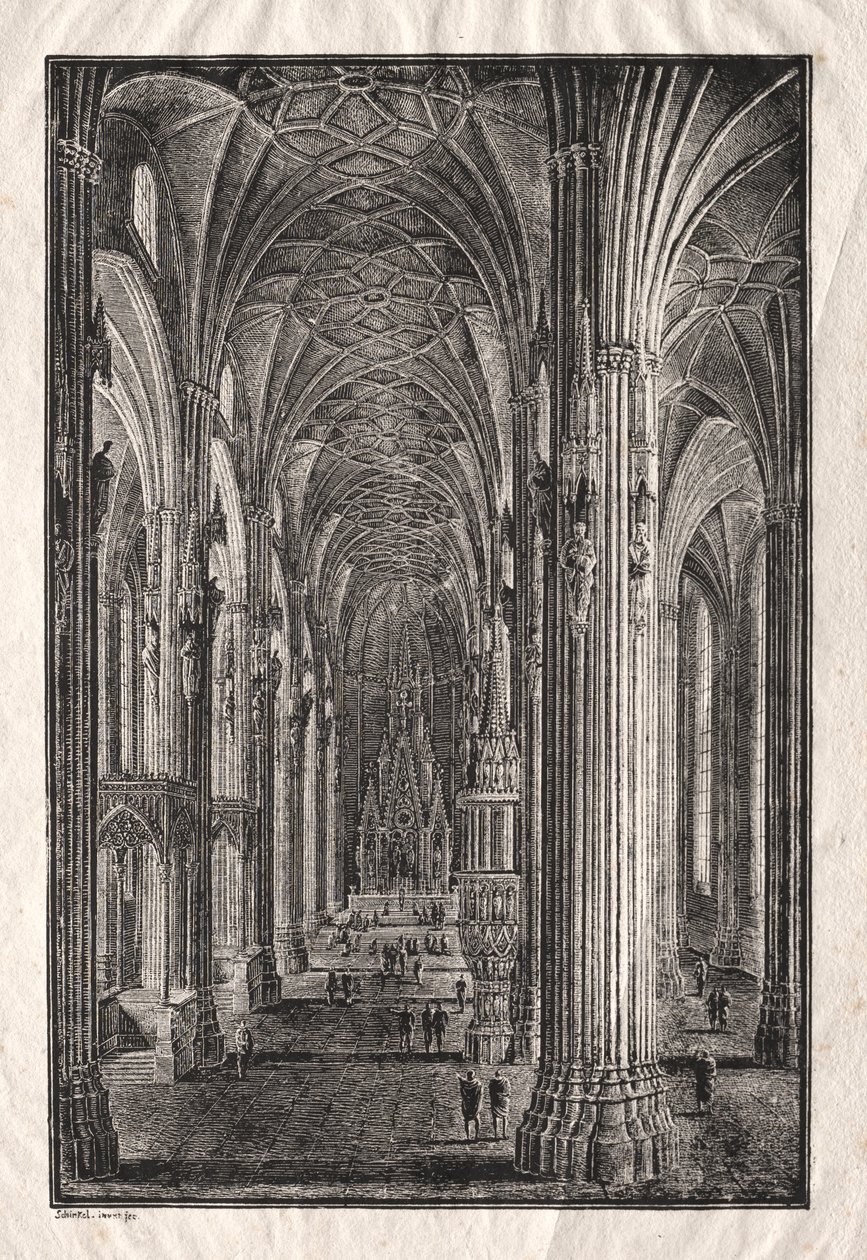 Wienin Pyhän Tapanin katedraalin sisustus tekijältä Karl Friedrich Schinkel