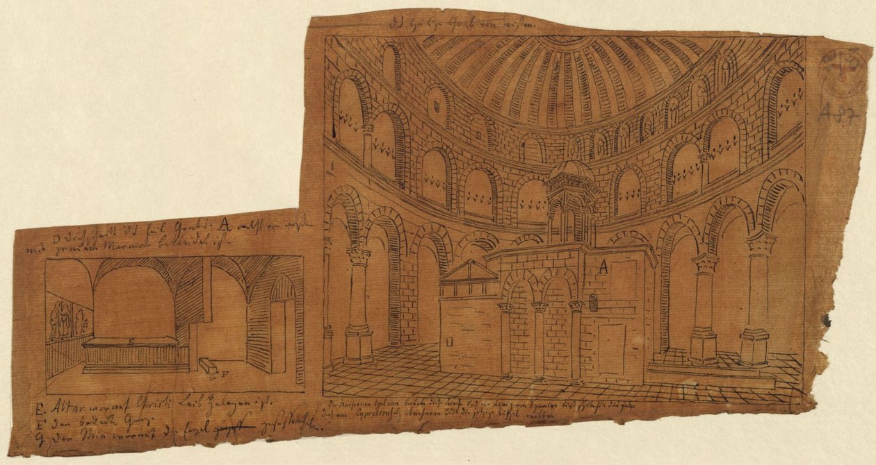 Jerusalem. Pyhän haudan kirkko. Sisänäkymä tekijältä Karl Friedrich Schinkel