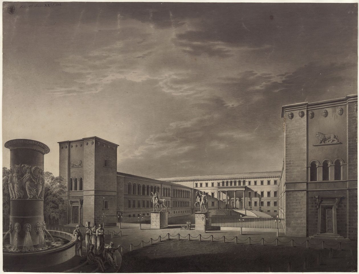 Köstritz. Linna. Näkymä pihan puolelta tekijältä Karl Friedrich Schinkel