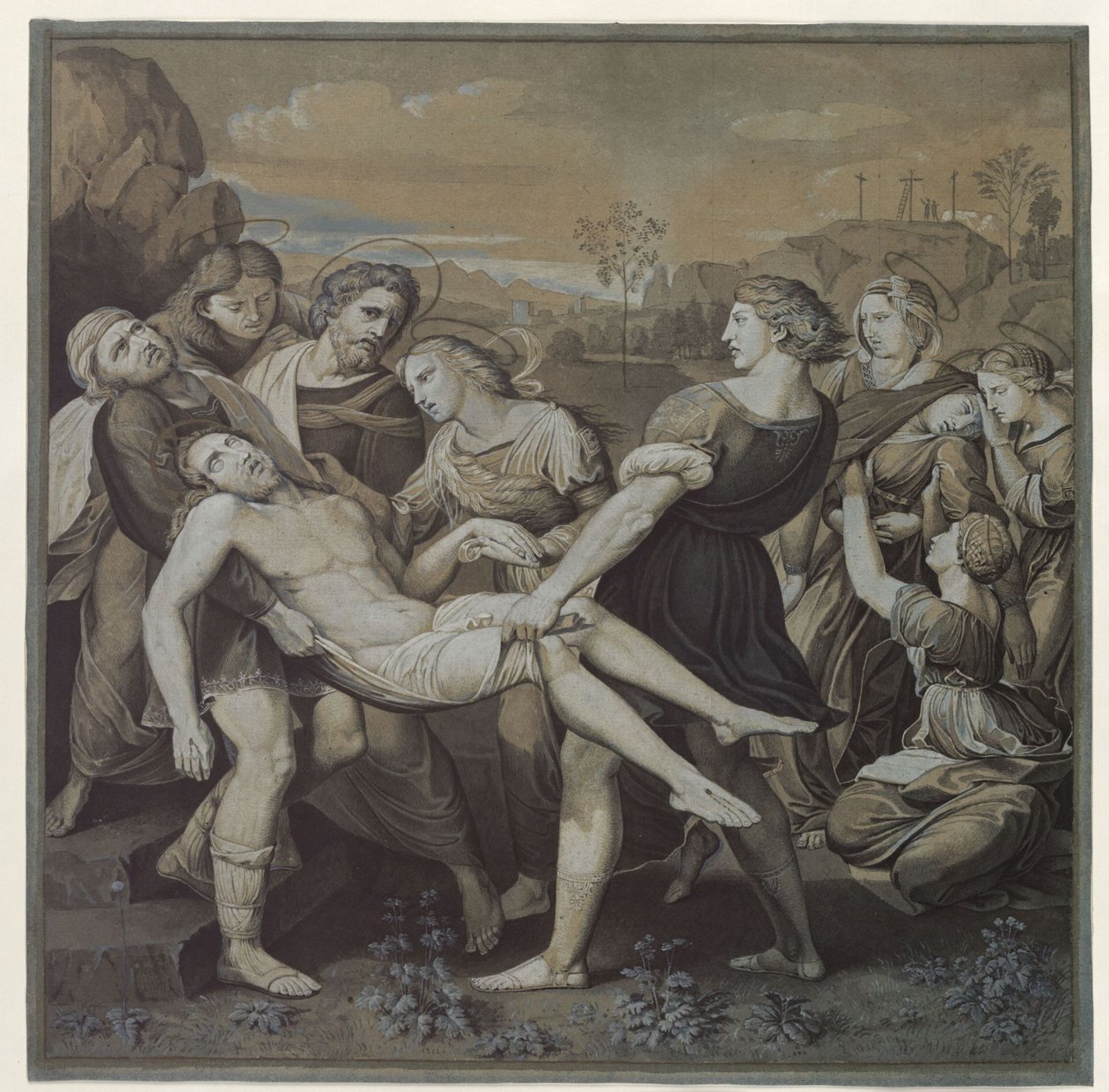 Kopio Raffaelin teoksesta ”Hautajaisten kulkue” tekijältä Karl Friedrich Schinkel