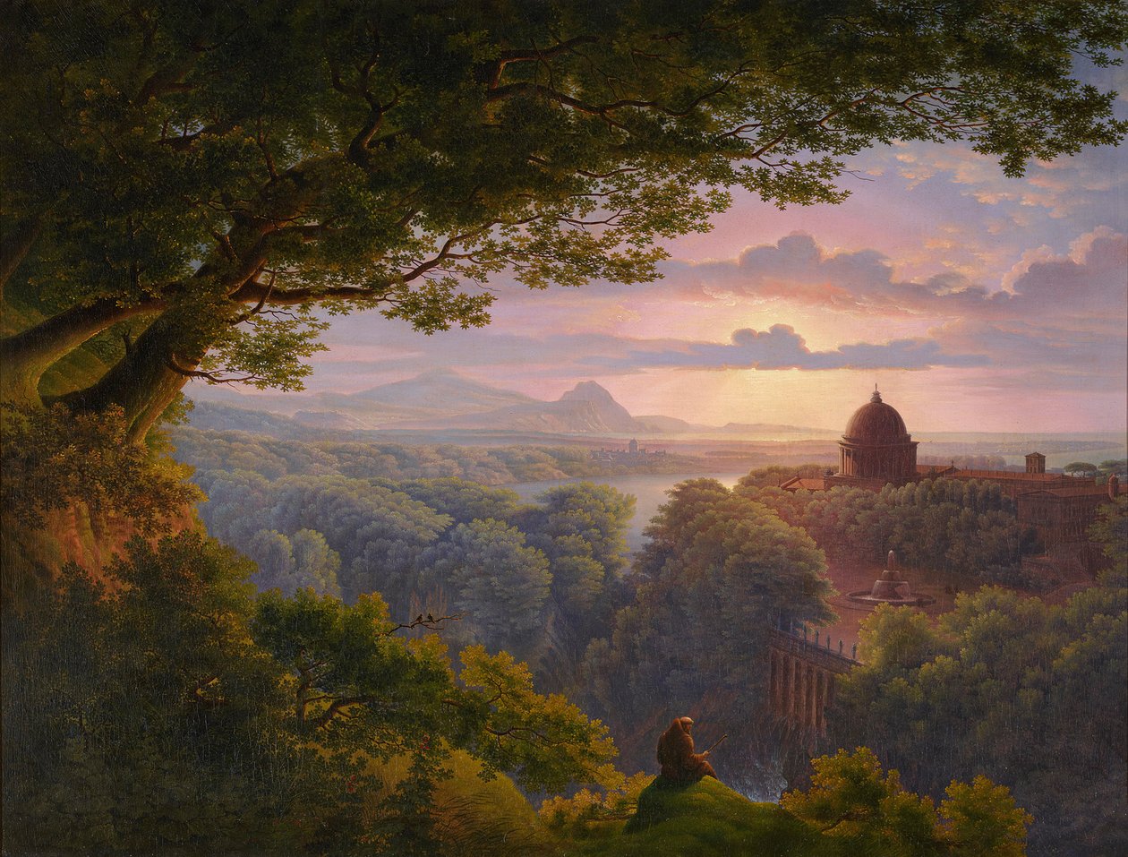 Maisema ja pyhiinvaeltaja (jäljennös Karl Friedrich Schinkelin mukaan) tekijältä Karl Friedrich Schinkel