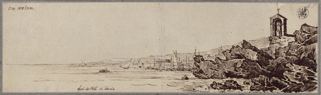 "Laavamassat Catanian satamassa" tekijältä Karl Friedrich Schinkel