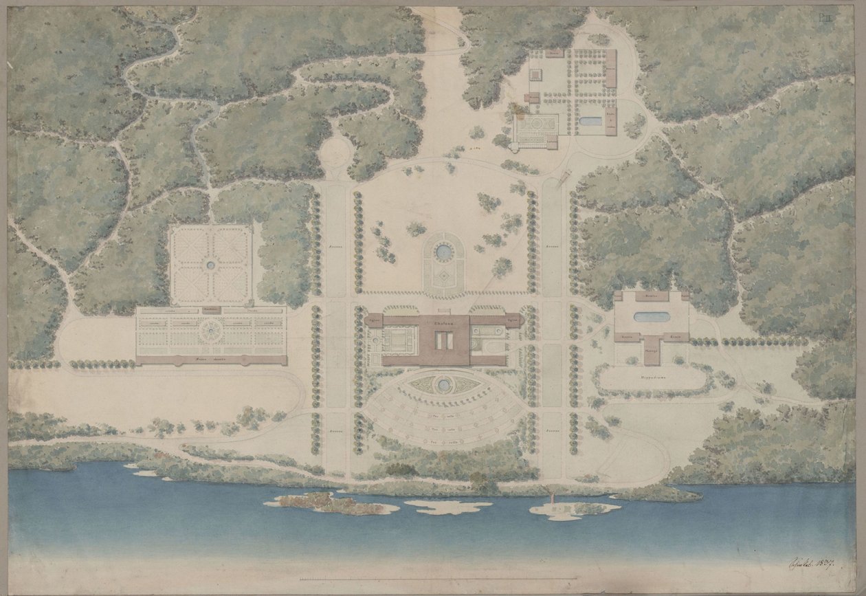 Liettua. Wittgensteinin palatsi. Yleisnäkymä tekijältä Karl Friedrich Schinkel