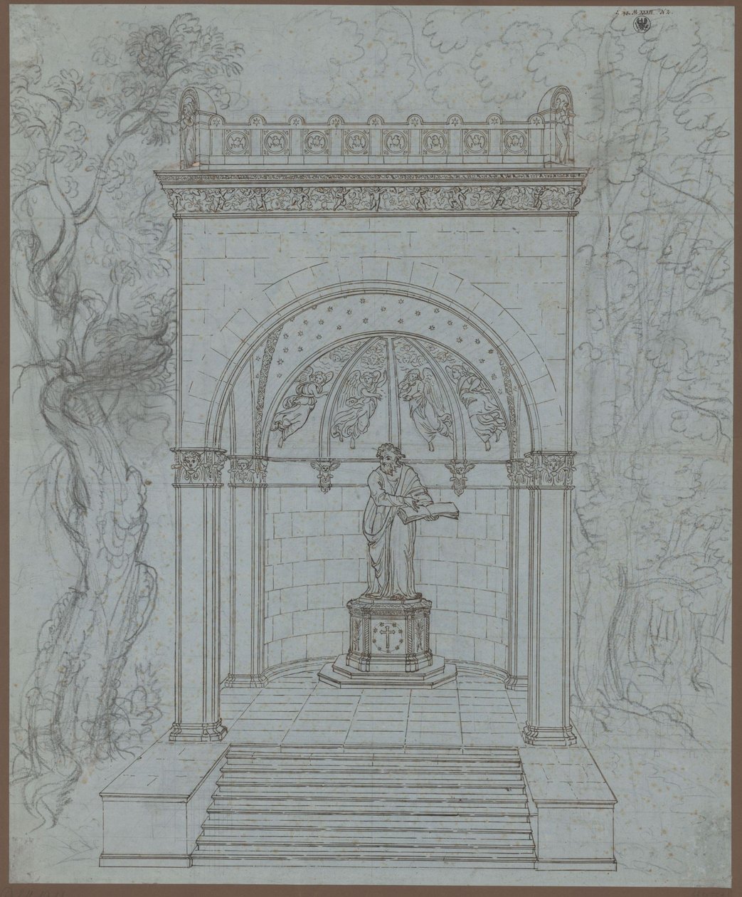 Mansfeld. Luonnos Lutherin muistomerkistä tekijältä Karl Friedrich Schinkel