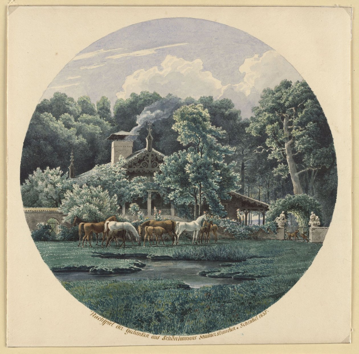 Niederschönhausen, Berliinin lähellä. Beuthin kesämökki tekijältä Karl Friedrich Schinkel