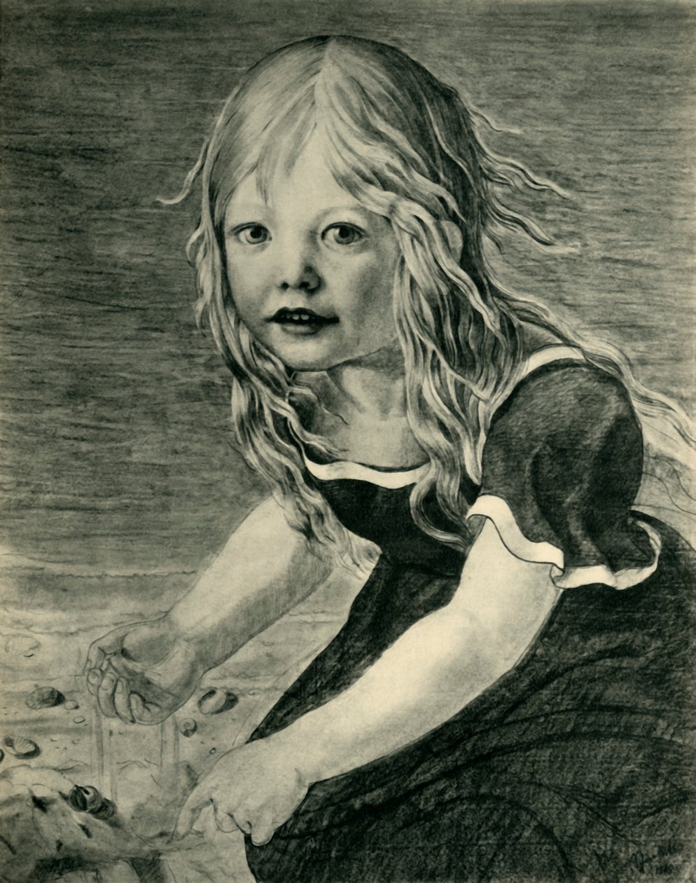 Taiteilijan tyttären Marien muotokuva rannikolla, 1816, 1943. tekijältä Karl Friedrich Schinkel