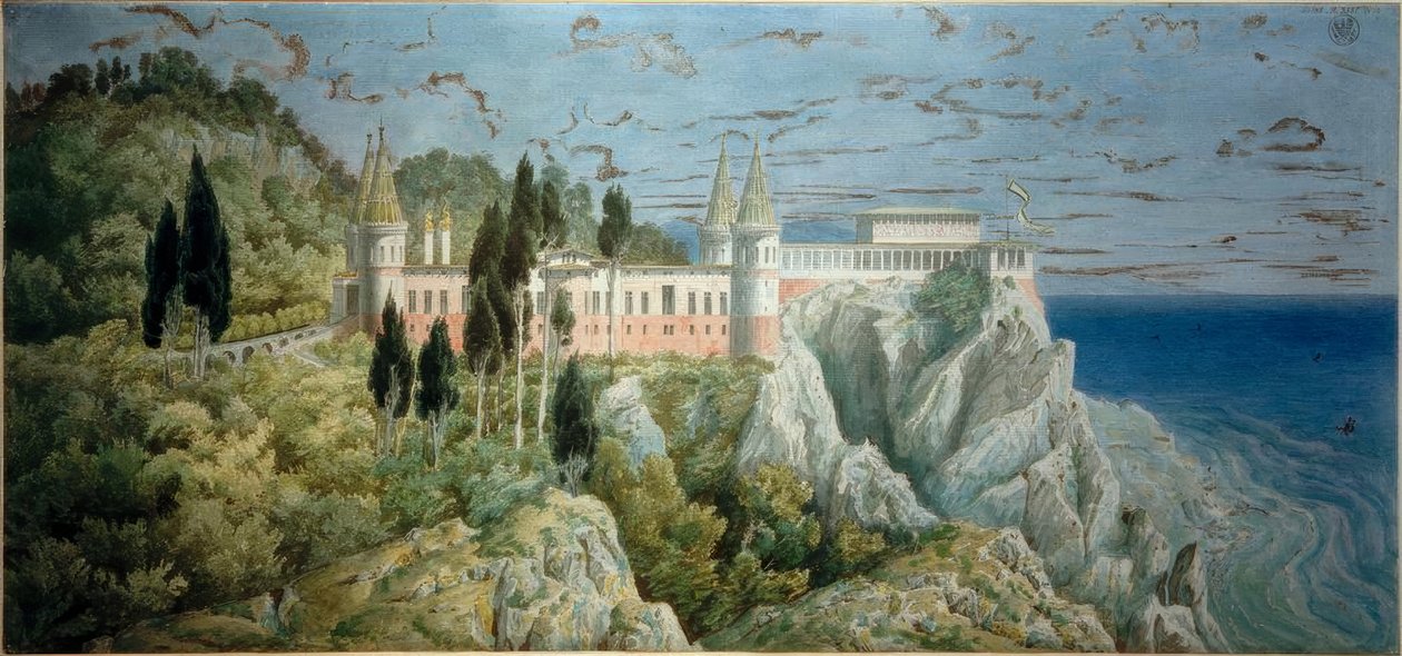Oriandan linna, näkymä tekijältä Karl Friedrich Schinkel
