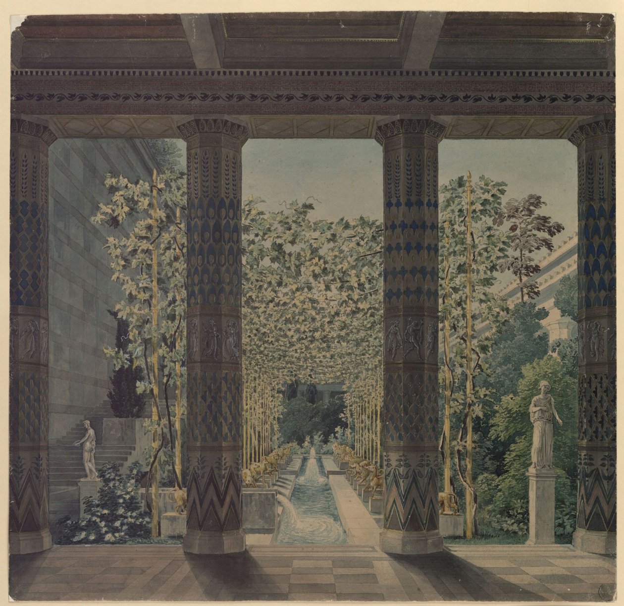 Oriandan linna Krimillä. Antiikkityylinen suunnittelu. Keisarin puutarha tekijältä Karl Friedrich Schinkel