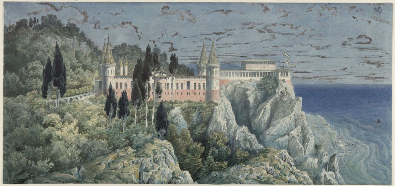 Oriandan palatsi Krimillä. Moskovalainen suunnitelma. Näkymä tekijältä Karl Friedrich Schinkel