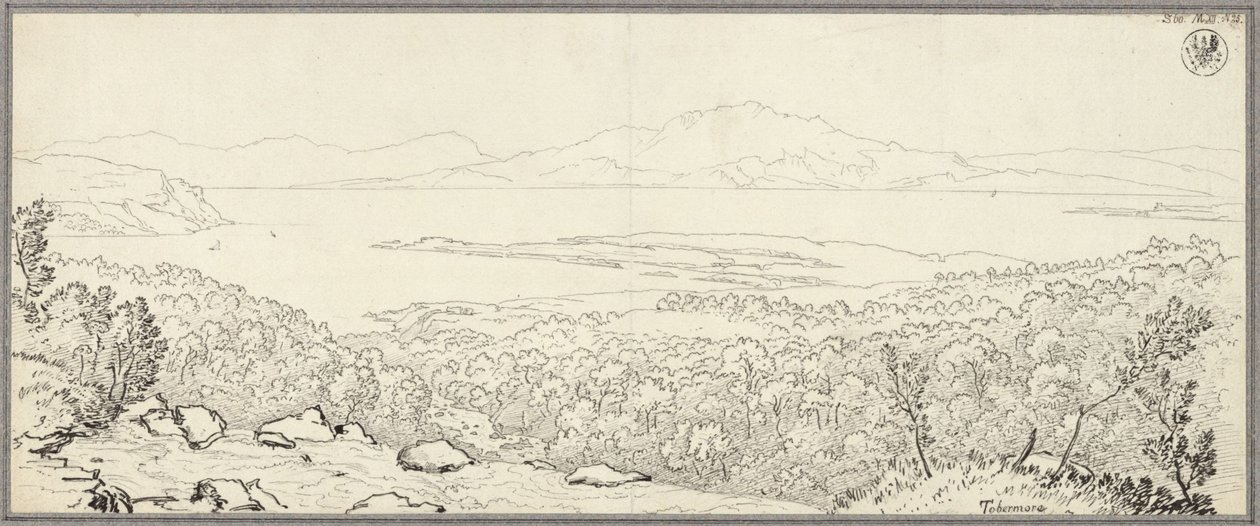 Skotlantilainen rannikkomaisema Tobermoryn lähellä Mullin saarella tekijältä Karl Friedrich Schinkel