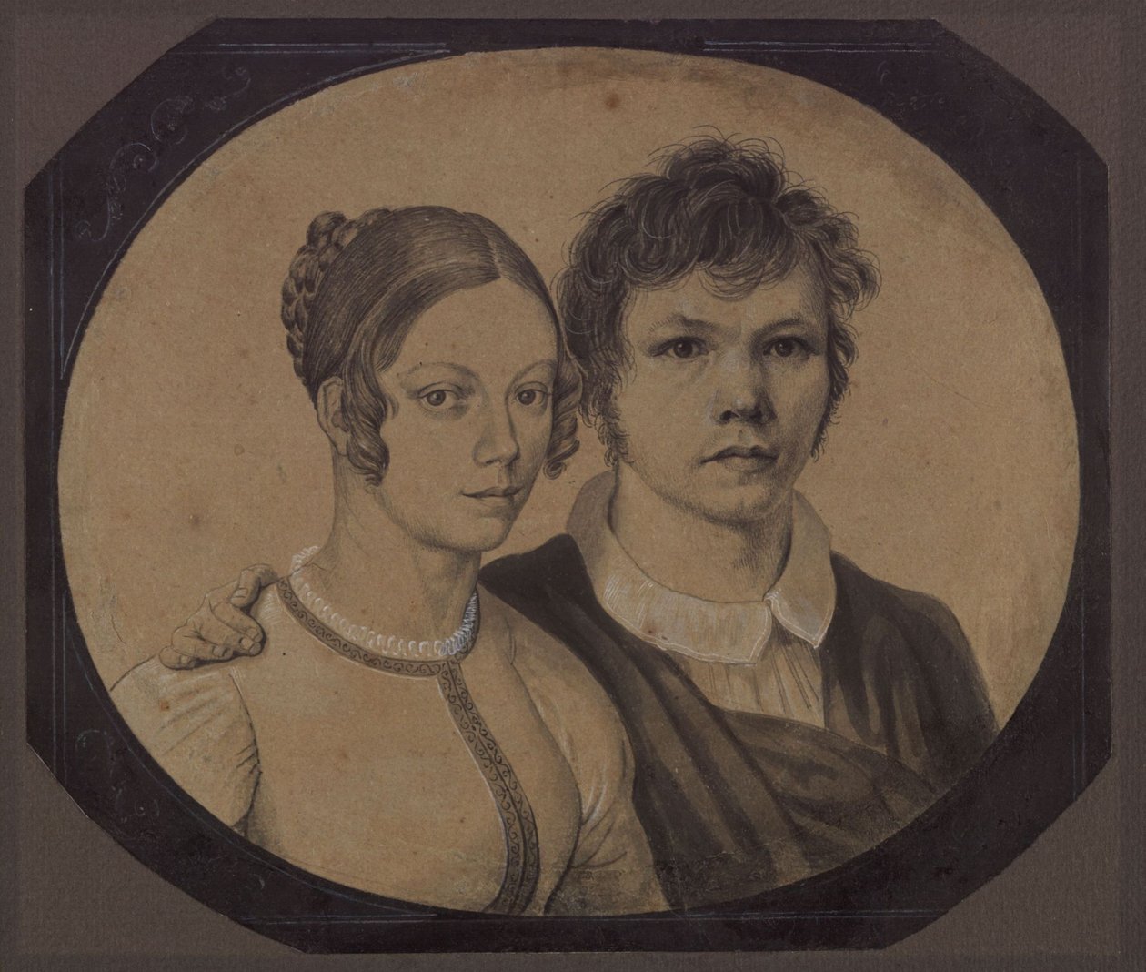 Karl Friedrich Schinkelin omakuva Susanne Schinkelin, o.s. Berger, kanssa tekijältä Karl Friedrich Schinkel