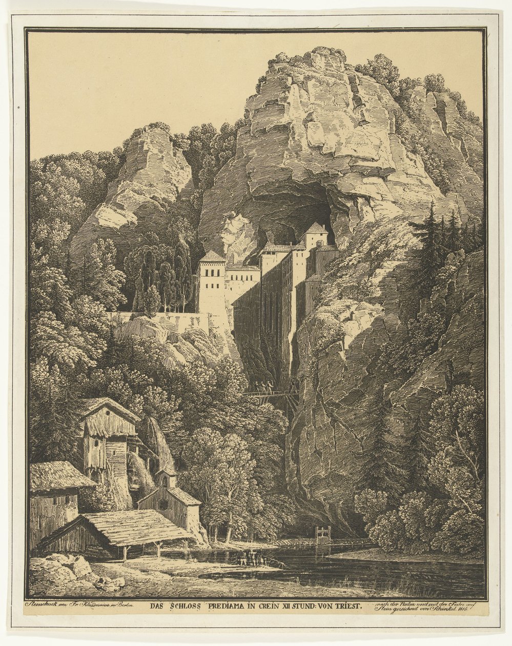 Prediaman linna kivien välissä Prediaman linna Crein XII Stund von Triestissä (otsikko esineessä) tekijältä Karl Friedrich Schinkel