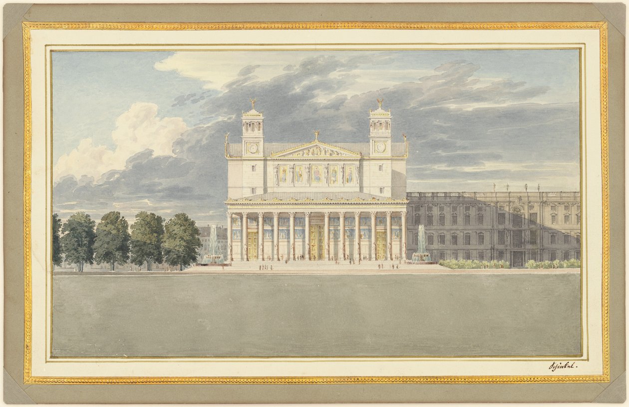 Berliinin katedraalin julkisivu ja ympäristö tekijältä Karl Friedrich Schinkel