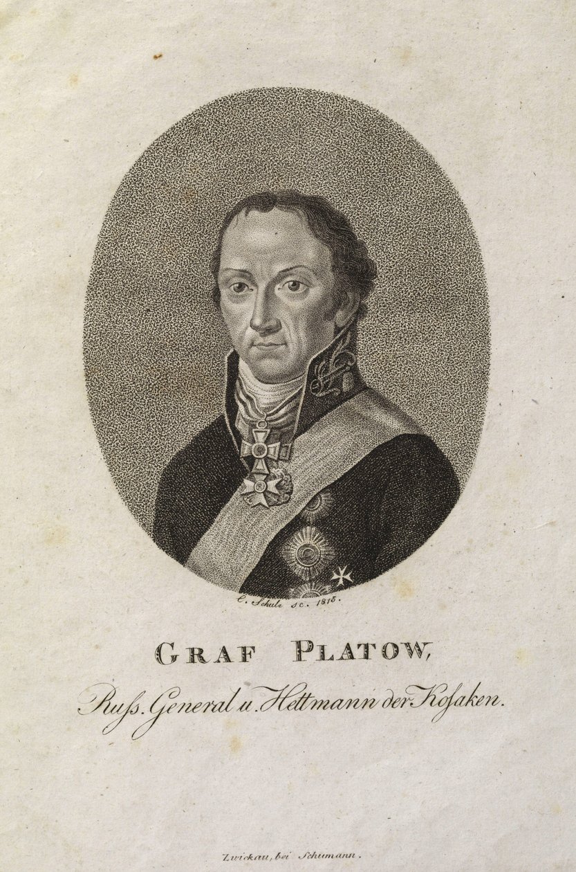 Kreivi Matvey Ivanovich Platovin muotokuva 1757-1818 tekijältä Karl Friedrich Schulz